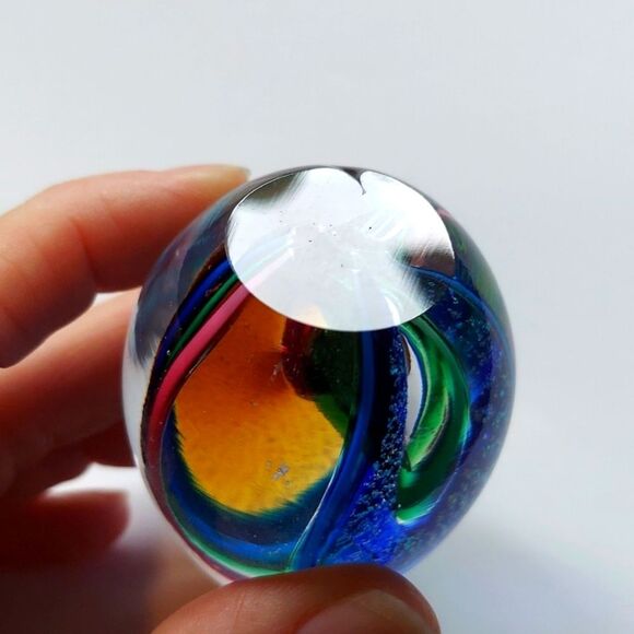 Glass Eye Studio Paperweight 2-1/2" Egg Dichroic Infinity #268S Hand Blown Glass - Picture 8 of 8